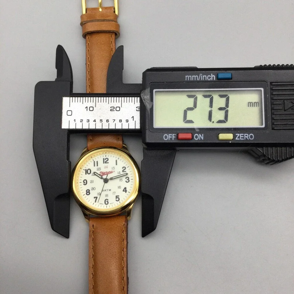Merona Womens Watch 27mm Cream Dial Gold Tone Brown Leather Band